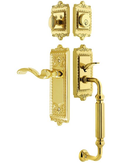 Windsor Entry Lock Set in PVD Finish with Right-Handed Portofino Lever and